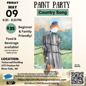 05.09.25 Country Song Paint Party at Tattersall Distilling, River Falls, WI 6:30 PM