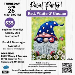 06.26.25 Red, White & Gnome Paint Party, OMNI Winery & Taproom, Rosemount, MN at 6:30 PM