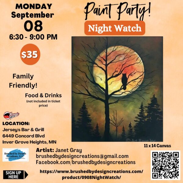 09.08.25 Paint Party at Jersey's Bar & Grill, Inver Grove Heights, MN at 6:30 PM