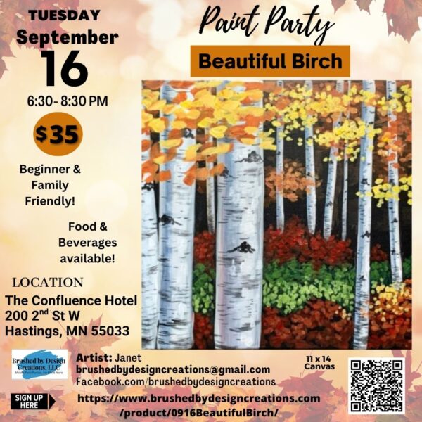 09.16.25 Beautiful Birch Paint Party at The Confluence Hotel,  Hastings, MN at 6:30 PM
