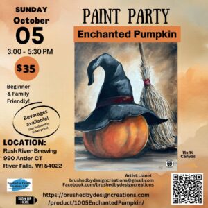 10.05.25 Enchanted Pumpkin Paint Party, Rush River Brewing, River Falls, WI at 3 PM