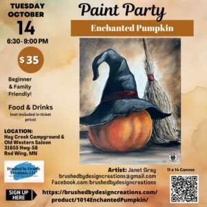 10.14.25  Enchanted Pumpkin Paint Party, Hay Creek Saloon, Red Wing, 6:30 PM