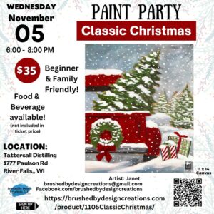 11.05.25 Classic Christmas Paint Party at Tattersall Distilling, River Falls, WI 6 PM