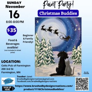 11.16.25 Christmas Buddies Paint Party, Celts Pub of Farmington, Farmington, MN 6:00 PM