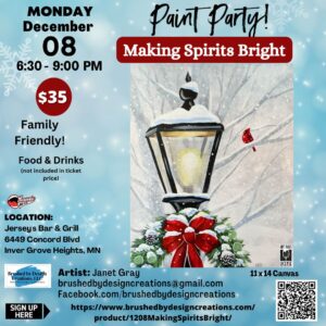 12.08.25 Paint Party at Jersey's Bar & Grill, Inver Grove Heights, MN at 6:30 PM