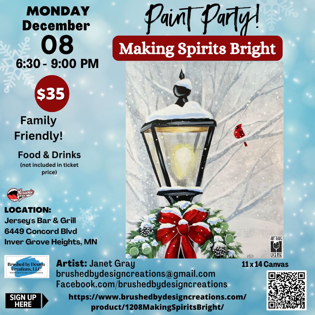 12.08.25 Paint Party at Jersey's Bar & Grill, Inver Grove Heights, MN at 6:30 PM