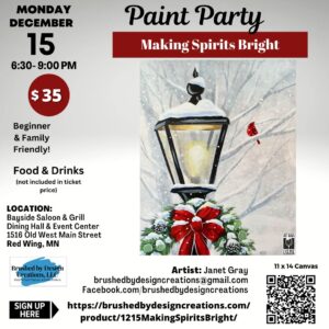 12.15.25 Making Spirits Bright Paint Party at Bayside Dining Hall & Event Center, Red Wing, MN 6:30 PM