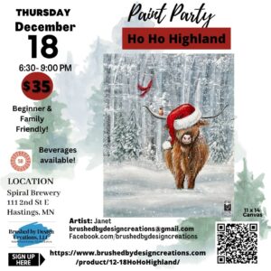 12.18.25 Ho Ho Highland Paint Party, Spiral Brewery, Hastings, MN at 6:30 PM