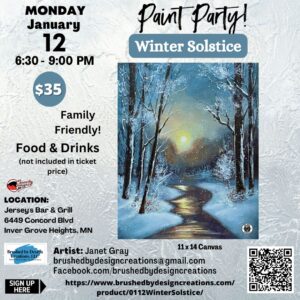 01.12.26 Winter Solstice Paint Party at Jersey's Bar & Grill, Inver Grove Heights, MN at 6:30 PM