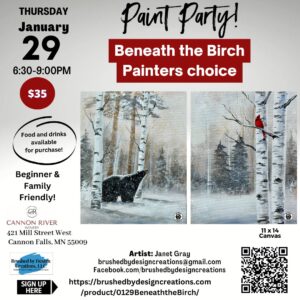 01.29.26 Paint Party, Cannon River Winery, Cannon Falls, MN at 6:30 PM