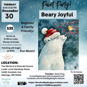 12.30.25 Beary Joyful Paint Party at The Wexford of Emerald Greens, Hastings, MN at 6:00 PM