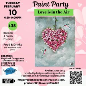 02.10.26 Love is in the Air Paint Party, Hay Creek Saloon, Red Wing, 6:30 PM