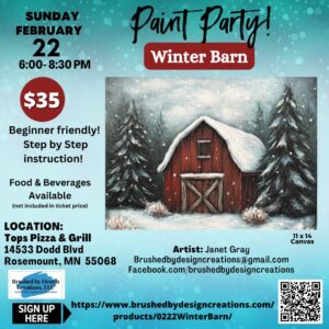 02.22.26 Winter Barn Paint Party, Tops Pizza & Grill, Rosemount, MN at 6:00 PM