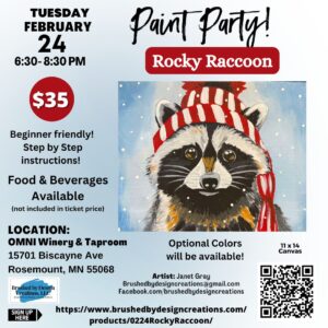 02.24.26 Rocky Raccoon Paint Party, OMNI Winery & Taproom, Rosemount, MN at 6:30 PM