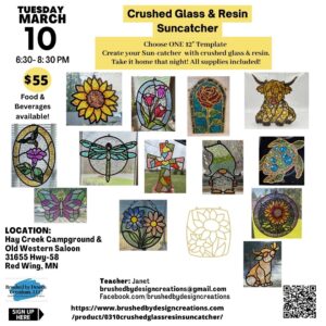 03.10.26 Crushed Glass & Resin Art Party, Hay Creek Saloon, Red Wing, MN at 6:30 PM