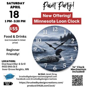 04.18.26 Minnesota Loon Wall Clock Paint Party