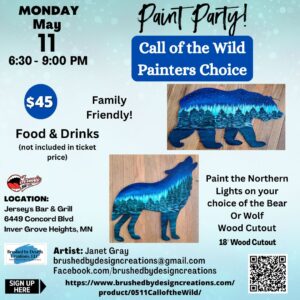 05.11.26 Call of the Wild Painters Choice Paint Party at Jersey's Bar & Grill, Inver Grove Heights, MN at 6:30 PM