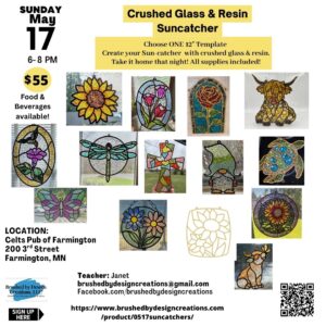 05.17.26 Crushed Glass & Resin Sun Catcher Art Party at Celts Pub of Farmington at 6PM