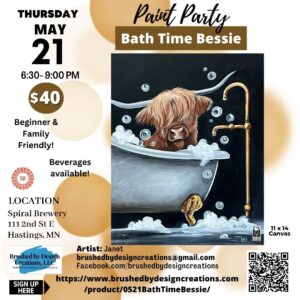 05.21.26 Bath Time Bessie Paint Party, Spiral Brewery, Hastings, MN at 6:30 PM