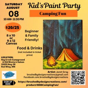 08.08.26 Camping Fun Kid's Paint Party, Hay Creek Saloon, Red Wing, 10:00 AM
