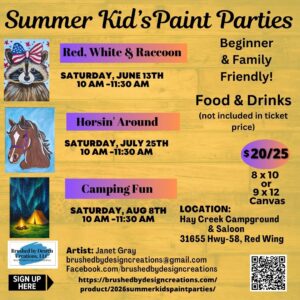 2026 Summer Kid's Paint Parties, Hay Creek Saloon, Red Wing, 10:00 AM