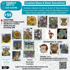 07.14.26 Crushed Glass & Resin Sun Catcher Art Party at Hay Creek Saloon at 6PM