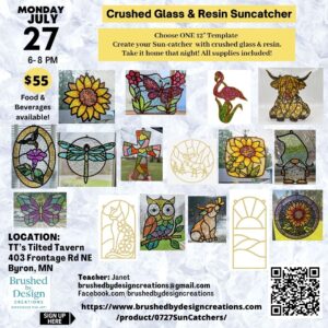07.27.26 Crushed Glass & Resin Sun Catcher Art Party at TT's Tilted Tavern at 6PM