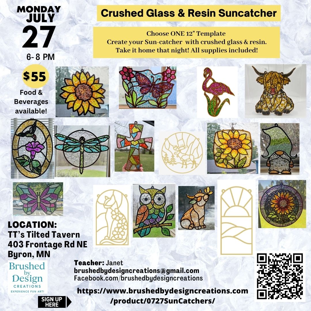 07.27.26 Crushed Glass & Resin Sun Catcher Art Party at TT's Tilted Tavern at 6PM