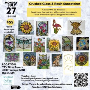 07.27.26 Crushed Glass & Resin Sun Catcher Art Party at TT's Tilted Tavern at 6PM