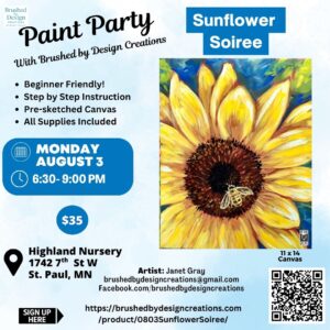 08.03.26 Sunflower Soiree Paint Party at Highland Nursery, St. Paul, MN at 6:30 PM