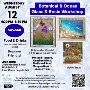 08.12.26 Botanical & Ocean Glass & Resin Workshop, Overboard Bar & Grill, Inver Grove Heights, MN at 6:30 PM