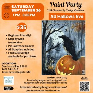 09.26.26 All Hallows Eve Paint Party at Overboard Bar & Grill,  Inver Grove Heights, MN at 1 PM