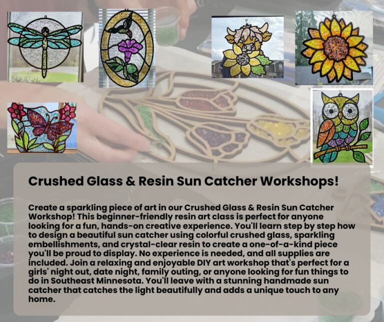 Crushed Glass & Resin Workshops Twin Cities Southeast MN Banner