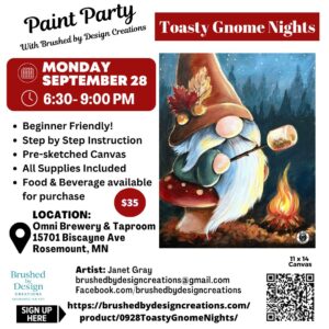 09.28.26 Toasty Gnome Nights Paint Party, OMNI Brewery & Taproom, Rosemount, MN at 6:30 PM
