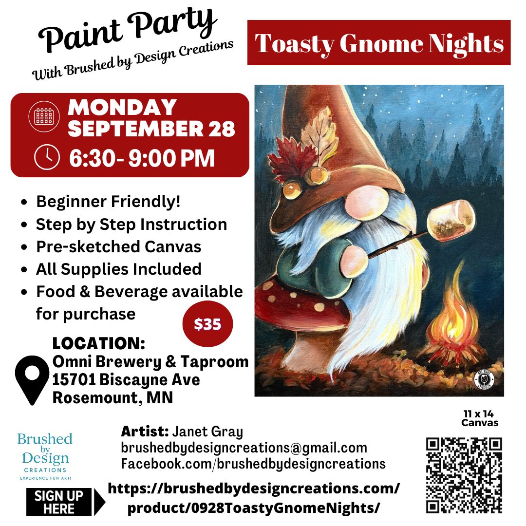 09.28.26 Toasty Gnome Nights Paint Party, OMNI Brewery & Taproom, Rosemount, MN at 6:30 PM