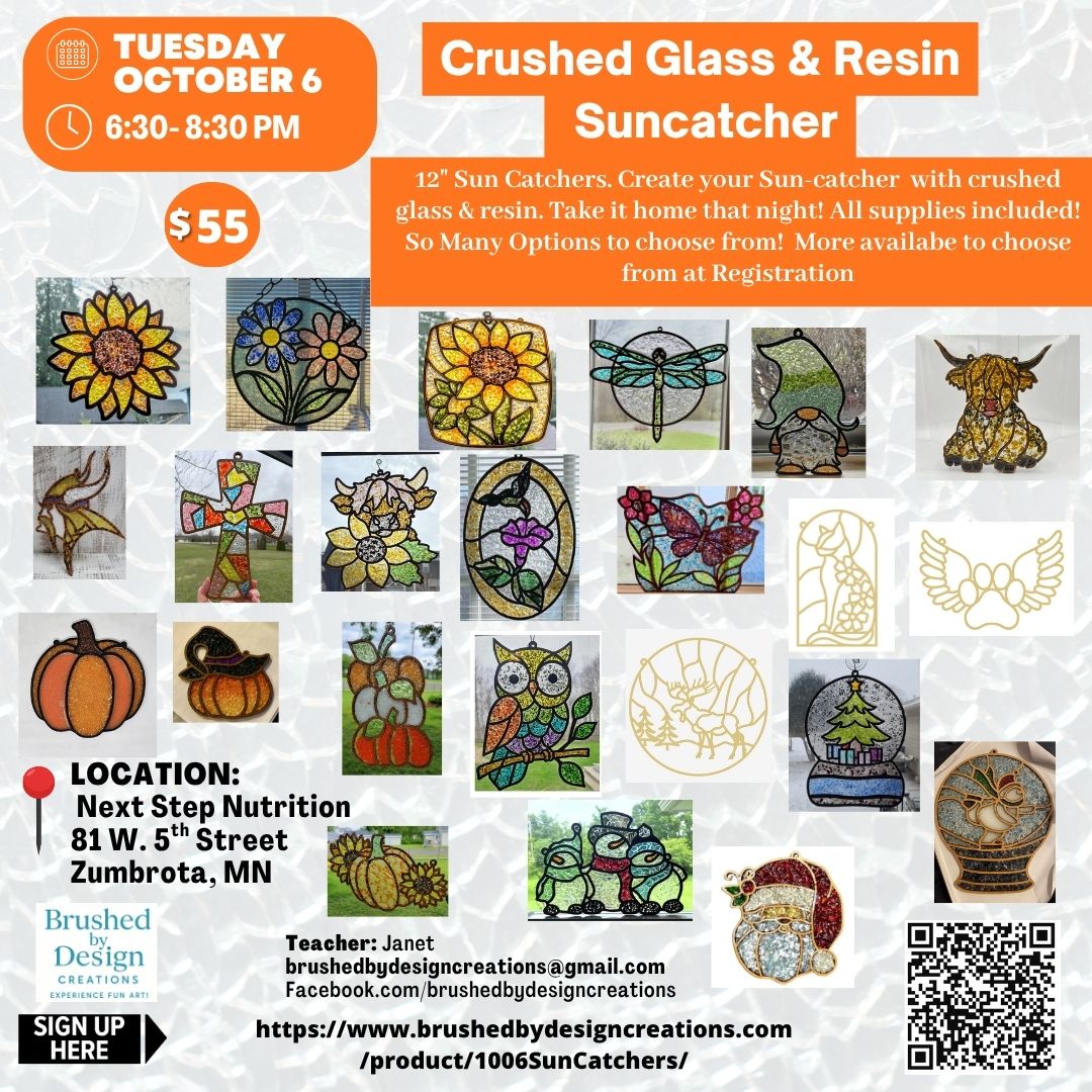 10.06.26 Crushed Glass & Resin Sun Catcher Art Party at Next Step Nutrition at 6:30 PM
