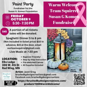 10.09.26 Warm Welcome Paint Party Fundraiser for Susan G. Komen Foundation, Elks Lodge, Red Wing
