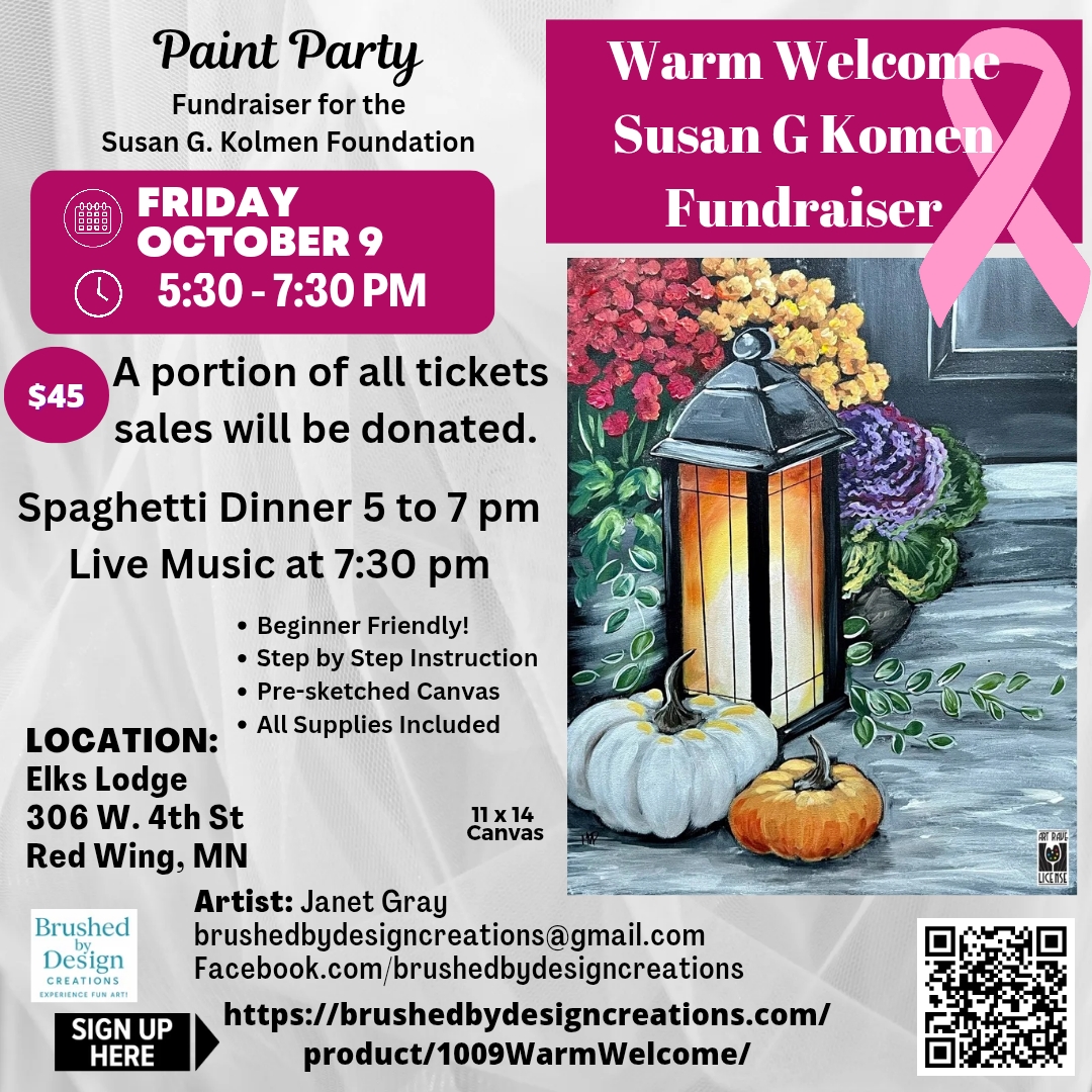 10.09.26 Warm Welcome Paint Party Fundraiser for Susan G. Komen Foundation, Elks Lodge, Red Wing