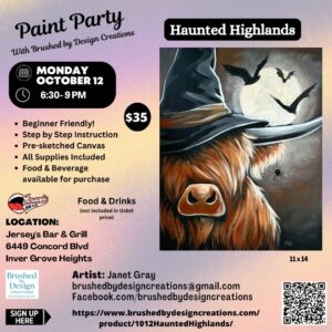 10.12.26 Haunted Highlands Paint Party at Jersey's Bar & Grill, Inver Grove Heights, MN at 6:30 PM