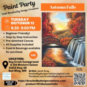 10.13.26 Autumn Falls Paint Party, Hay Creek Saloon, Red Wing, 6:30 PM