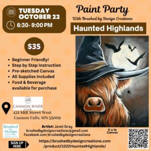 10.22.26 Haunted Highlands Paint Party at Cannon River Winery, Cannon Falls, MN at 6:30 PM