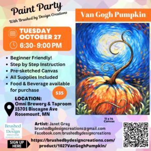 10.27.26 Van Gogh Pumpkin Paint Party, OMNI Brewery & Taproom, Rosemount, MN at 6:30 PM