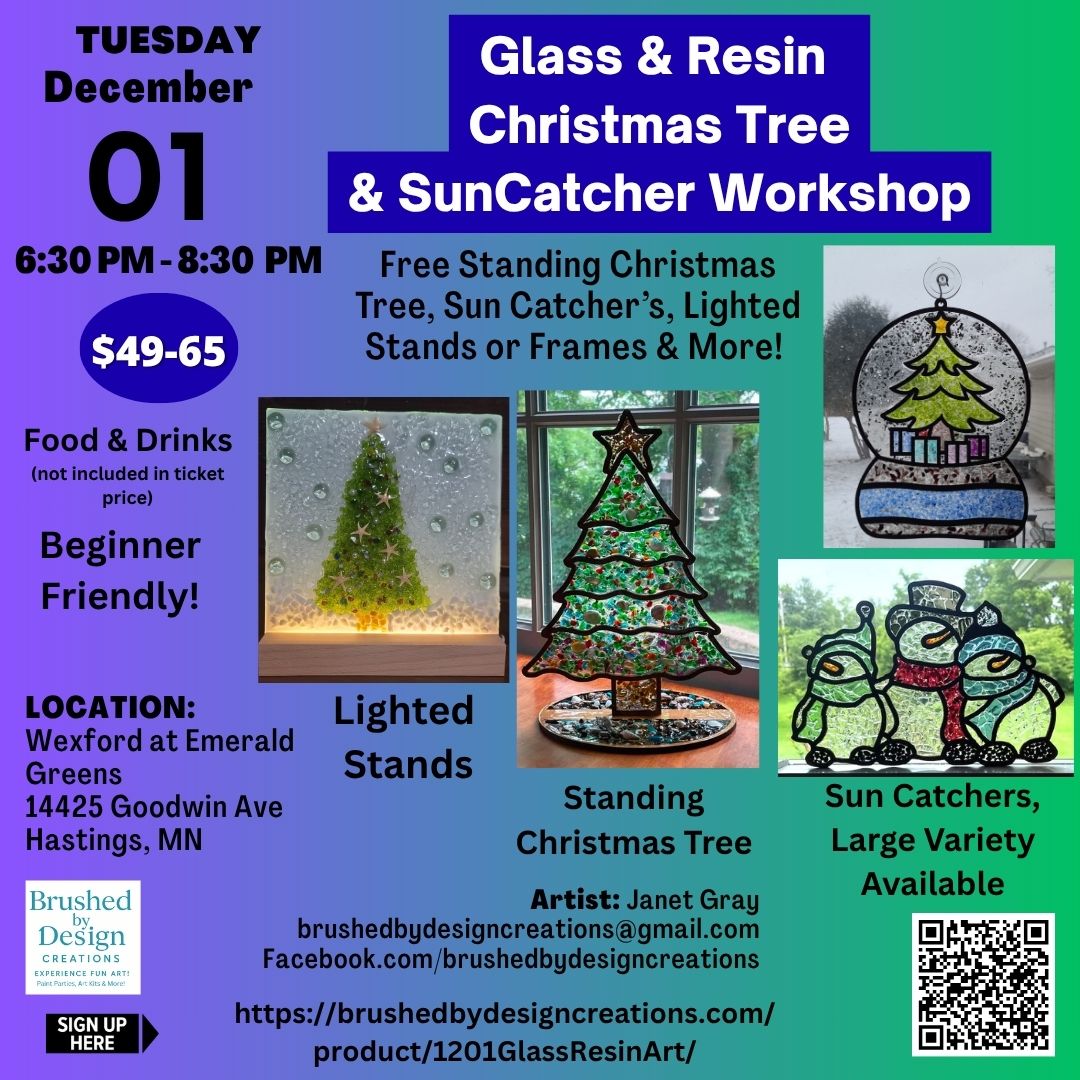 12.01.26 Crushed Glass & Resin Art Workshop at the Wexford at Emerald Greens, Hastings at 6:30 PM