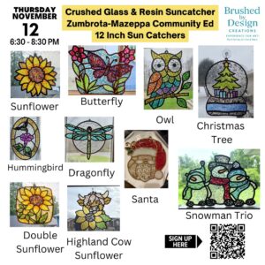 11.12.26 Crushed Glass & Resin Sun-Catchers Art Party, Zumbrota/Mazeppa Community Education in Zumbrota, MN at 6:30 PM