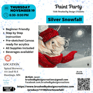 11.19.26 Silver Snowfall Paint Party, Spiral Brewery, Hastings, MN at 6:30 PM