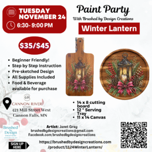 11.24.26 Winter Lantern Paint Party at Cannon River Winery, Cannon Falls, MN at 6:30 PM