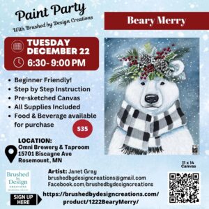 12.22.26 Beary Merry Paint Party at OMNI Brewery & Taproom, Rosemount, MN at 6:30 PM