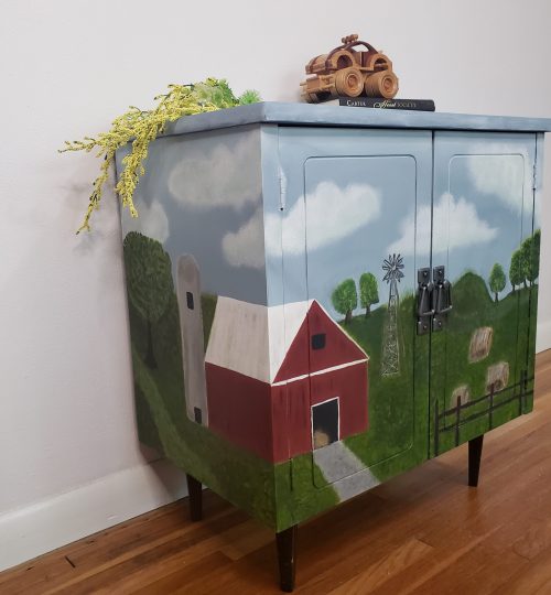 Farm Hand Painted Cabinet